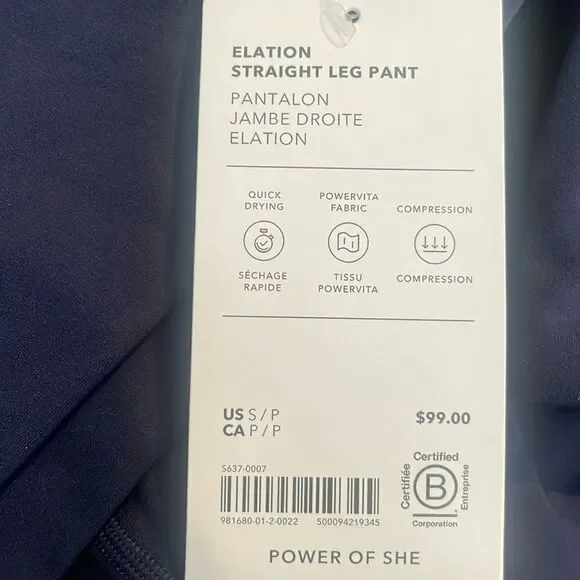 NWT Athleta Elation Straight Leg Pant Small Petite.  Navy - Picture 8 of 8